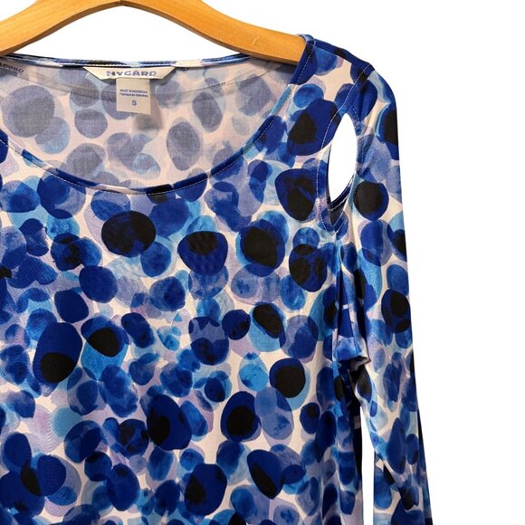 Nygard Blouse Sz S Blue Asymmetrical Hem Tunic Top 3/4 Sleeves Blouse - Picture 7 of 12